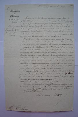 lettre au sujet du voyage de M. Dreux en Grèce, du comte Decaze à Charles Thévenin, fol. 306