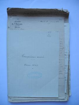 « Correspondance arrivée. Année 1843 », pochette contenant les folios de 275 à 333, fol. 274