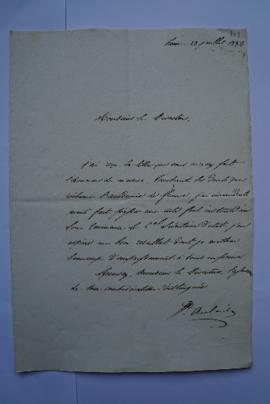 lettre au sujet des droits que réclame l’Académie, de l’ambassadeur extraordinaire du roi de Fran...