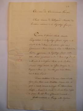 Acte de cession et lettre autorisant l’échange de la Villa Medici contre Palais Mancini, signé pa...