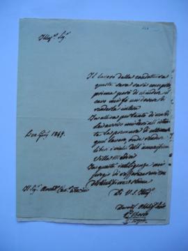 deux lettres au sujet des travaux sur le conduit d’eau à la Villa Médicis, de P. Bosio à l’archit...