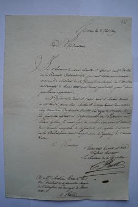 lettre jointe à l’arrêté de la Consulte numéro 760 informant de la nomination de Lethière comme v...