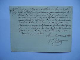 certificat des retenues des pensionnaires des mois de septembre jusqu’au novembre 1844 de Jean-Vi...