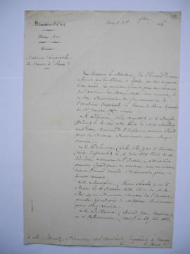 lettre donnant la liste des premiers Grands prix de Rome à partir du 1er janvier 1857