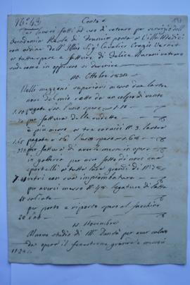 cahier de comptes et quittance pour les travaux du 20 octobre jusqu'au 22 décembre 1832, du vitri...