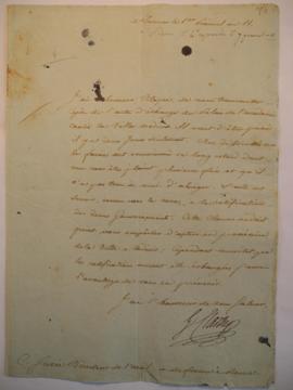 Lettre jointe à la copie de l’acte d’échange du Palais de l’Académie contre la Villa Médicis info...