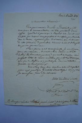 lettre demandant la permission pour les pensionnaires sculpteurs Debay et Bouchot d’aller à Naple...