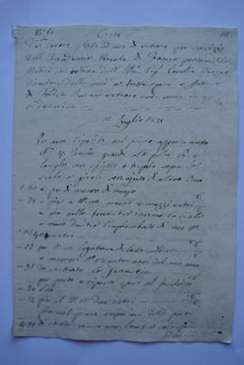 cahier de comptes et quittance pour les travaux du 11 juillet au 16 août 1831, du vitrier Felice ...