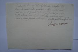 quittance pour l’huile, du maître-menuisier Giuseppe Cassetta à Charles Thévenin, fol. 119