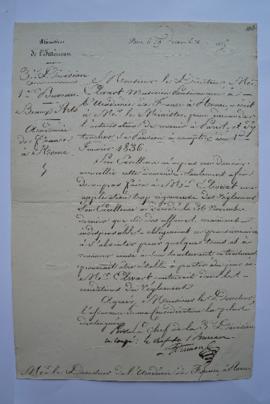 lettre refusant au compositeur Antoine Amable Elwart de revenir à Paris et d’y toucher sa pension...