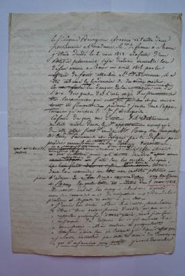 lettre informant du décès d’Eugène Bourgeois le 2 août 1818 à la suite d’une phtisie pulmonaire f...