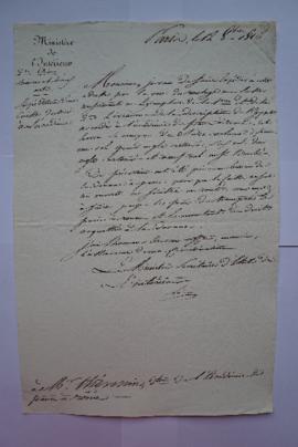 lettre informant de l’expédition d’une caisse destinée à l’Académie contenant des volumes de la d...