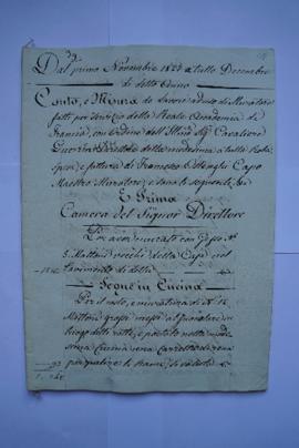 cahier des comptes et quittance pour les travaux du 1er novembre au décembre 1827 : du maçon Fran...