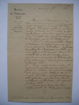 lettre relative à l’exécution des copies des Chambres de Raphaël par les frères Balze, du comte D...