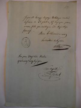 Ordre de payement à M. Crochard, par Artaud, secrétaire de légation, fol. 138