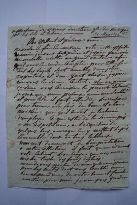lettre donnant des nouvelles, de Lethière à Devaines, directeur général de la Régie impériale des...