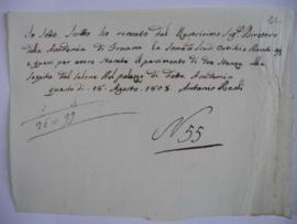 « N.43 Conto dal Muratore F. Ferrini fino al 18 settembre 1805 » : cahier de comptes, quittance, ...