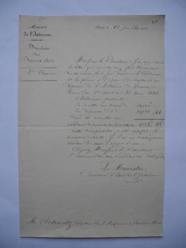 deux lettres portant l’approbation du compte Général des Recettes et dépenses de cet établissemen...