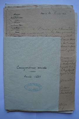 « Correspondance arrivée. Année 1831 », sous-pochette contenant les folios 71 à 98, fol. 70, 99