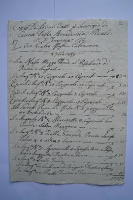 cahier de comptes et quittance pour les travaux du 2 septembre 1829, du chaudronnier Pietro Massa...