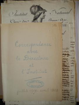 « Correspondance avec le Directeur et l’Institution juillet 1798-avril 1802 »