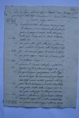 cahier de comptes et quittance pour les travaux de janvier à juin 1832, de l’étameur Giuseppe Gui...