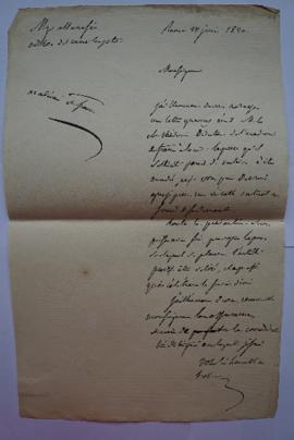 lettre transmettant la demande de Thévenin informant que la grâce qu’il a sollicitée et qui lui a...