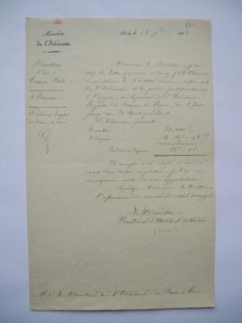 lettre portant l’approbation du compte du 1er juin jusqu’au 31 août, du comte Duchatel, ministre ...
