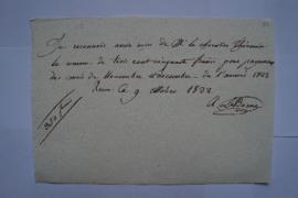 quittance pour la pension du novembre et décembre 1822, du pensionnaire Simon Leborne à Charles T...