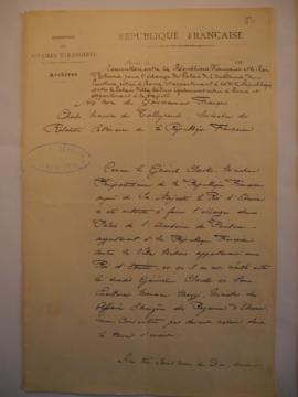 «Convention entre la République Française et le Roi d’Étrurie pour l’échange du Palais de l’Acadé...