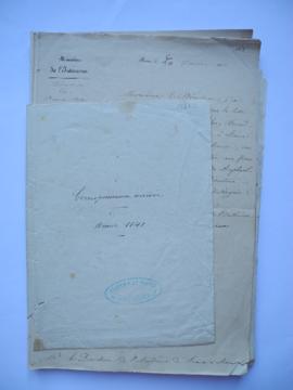 « Correspondance arrivée. Année 1841 », sous-pochette contenant les folios de 187 à 232, fol. 186bis