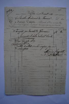 facture pour trois nappes allemandes et quittance, du négociant Merico Cagiati à Ingres, fol. 439