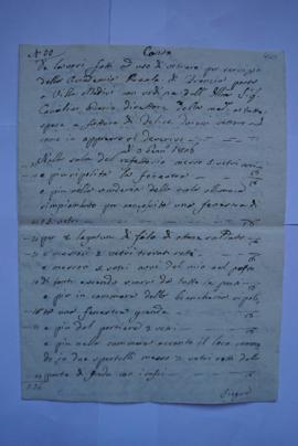 cahier des comptes et quittance pour les travaux de janvier à mars 1826, du vitrier Felice Durani...