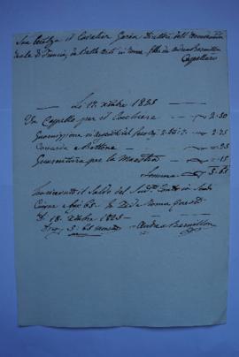facture et quittance, du chapelier Andrea Bernillon à Pierre- Narcisse Guérin, fol. 77