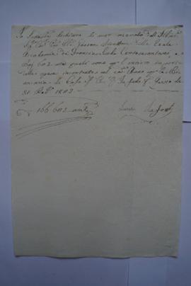 quittance pour l’argent dépensé pour l’Académie en 1823, de Luisa Lafonte à Pierre Narcisse Guéri...