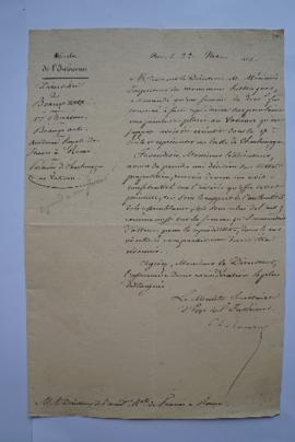 lettre relative à la demande de l’inspecteur des Monuments historiques Mérimée de reproduire sur ...