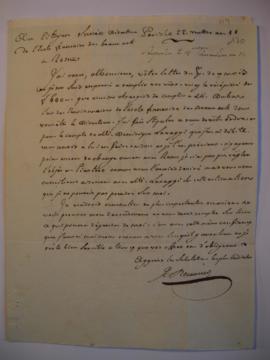 Lettre de J. Récamier à Joseph-Benoît Suvée, servant de sous-pochette, fol. 120 et 124