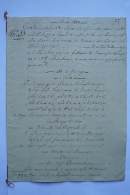 cahier de comptes et quittance pour les travaux du 8 janvier au 12 juin 1832, du maçon Francesco ...