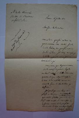 lettre au sujet de la notice envoyée au gouvernement sur les travaux des pensionnaires, de Artaud...