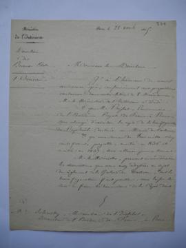 lettre informant que Pierre Nicolas Brisset est chargé de l’exécution de la copie de la transfigu...