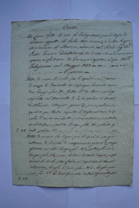 cahier des comptes et quittance pour les travaux du mois de mai 1828, du menuisier Giuseppe Casse...