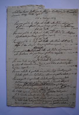 comptes de vérification de l’étameur Carlo Caolieri, du 2 février au 31 décembre 1839, de l’archi...