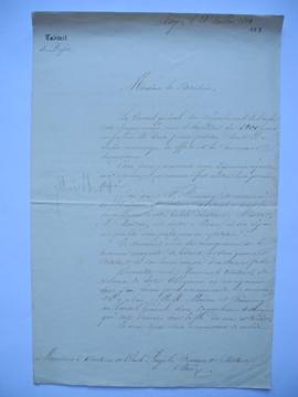 lettre informant du vote en faveur de deux peintres, Victor François Éloi Biennoury et Pierre Eug...