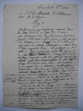 lettre informant de l’achèvement de la copie du tableau de Razzi, de Lethière au ministre de l’In...