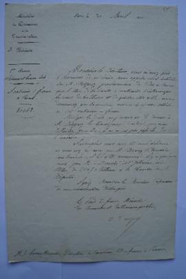 lettre informant qu'il est impossible d’accorder la pension à Desprès après son retour à Paris po...