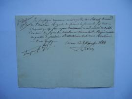 quittance pour traitement et indemnité de table des mois de septembre à novembre 1844, du secréta...