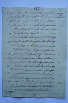 cahier de comptes et quittance pour les travaux de janvier à juin 1833, de l’étameur Giuseppe Gui...