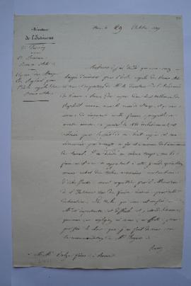 lettre informant de la décision de charger les frères Balze de l’exécution, sous l’inspection du ...