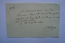 quittance pour la copie de l’envoi de 2e année, du compositeur Ernest Henri Boulanger à Ingres, f...