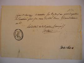 Ordre de payement au portier de l'Académie, par Artaud, secrétaire de l’ambassade de France, à Do...